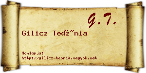 Gilicz Teónia névjegykártya